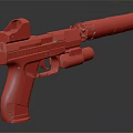 Tactical Pistol With Red Dot Sight Tactical Flashlight And Suppressor Design 3d model