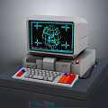 Vintage Computer With Retro Design Featuring Globe Graphic On Screen And Classic Keyboard 3d model