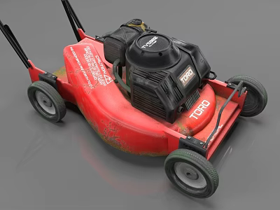 Red TITAN Honda Lawn Mower With Black Engine And Four Durable Wheels 3d model