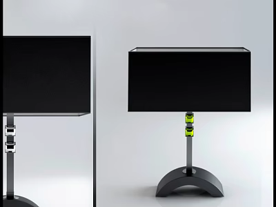 Modern Table Lamp With Black Shade Curved Base And Green Yellow Accents 3d model