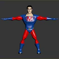 Game Movie Superhero Character Wearing Red Blue Costume With S Logo Outstretched Arms 3d model