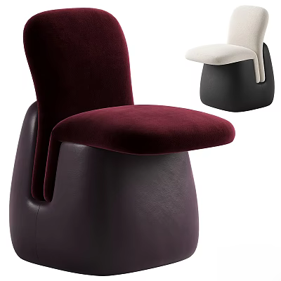 Modern Accent Chair With Burgundy Velvet Upholstery And Stylish Unique Base Design 3d model