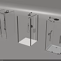 Three Modern Transparent Glass Shower Enclosures with Stylish Shower Heads