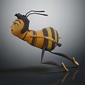 Playful Cartoon Bee Character With Human Like Facial Features Yellow Black Stripes And Slender Legs