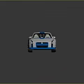 Sleek White And Blue Modern Sports Car With Streamlined Body And Black Wheels