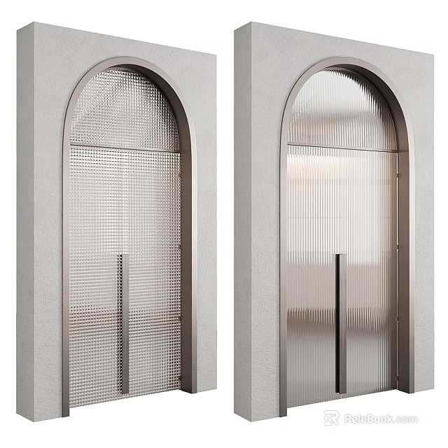 Modern Arched Door Interior Designs With Grid And Vertical Striped Patterns 3d model 