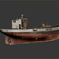 Vintage Brown And White Tugboat Model With Cockpit Deck And ASSO Number