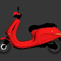 Red Modern Scooter With Black Seat And Side Mirrors On Reflective Surface 3d model