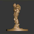 Game Movie Character Golden Robot Standing On Circular Base With Small Golden Object