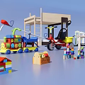 Colorful Playground Equipment for Kids Including Slide Swing Toy Cars Building Blocks and Small Tables