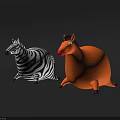 Inflatable Orange Horse and Black White Striped Zebra Decorative Figures