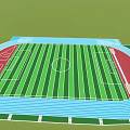 Campus Landscape With Outdoor Sports Area Green Lawn Football Field And Running Track