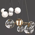 Modern Pendant Light with Glass Spheres and Gold Metal Frame Design for Living Room