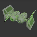 White Sci Fi Fighter Spaceship Model With Solar Panel Wings And Dual Engines 3d model