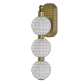 Modern Wall Lamps With Three White Globe Shades And Brass Finish
