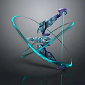 Futuristic Weapon Design Featuring Blue Purple Bow With Translucent Curved Elements