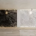 Textured Dark And Light Stone Wall In Modern Interior With Lighting 3d model