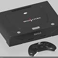 SEGA Saturn Classic Gaming Console With Black Design And Wired Controller 3d model