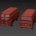 Two Vintage Volkswagen Vans With Turquoise Pink Graffiti And Retro Design