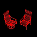 Pair Of Modern Leisure Chairs In Black And Beige With Metal Frames