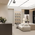 Modern Clothing Store Interior With Hanging Clothes Racks Display Table And Decorative Plants
