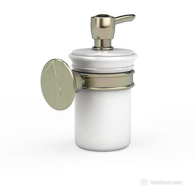 Modern Bathroom Accessory With White Ceramic Body Metal Lid And Side Knob 3d model 