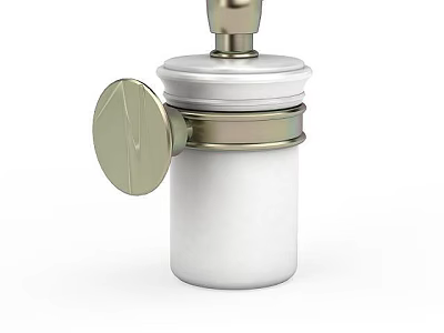 Modern Bathroom Accessory With White Ceramic Body Metal Lid And Side Knob 3d model
