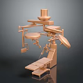 Copper Colored Medical Surgical Equipment With Adjustable Arms Operating Table And Lamp