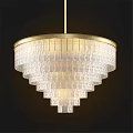 Elegant Modern Layered Glass Chandelier With Gold Frame And Transparent Shade