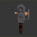 3D Rendered Metallic Weapon With Spring Mechanism And Detailed Design On Gray Background