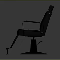 Black Barber Chair With Armrests Backrest Footrest And Round Metal Base