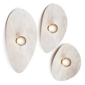 Three Light Colored Wall Lamps With Irregular Shape And Round Light Source 3d model