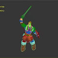 Muscular Male Warrior Holding Sword In Red Outfit 3D Model Design