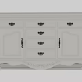 Elegant White Wooden Chest of Drawers With Cabinet Doors Carved Details And Decorative Legs