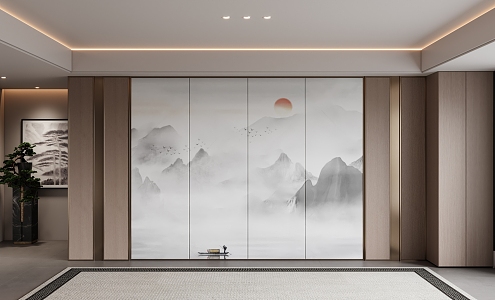 New Chinese style living room background wall ornaments 3d model