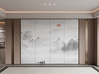 New Chinese style living room background wall ornaments 3d model