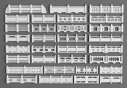 New Chinese Guardrail Railing 3d model