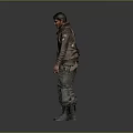 Male Character In Military Style Outfit Holding Rifle Standing On Gray Background