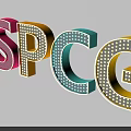 Colorful 3D SPGG Letters With Lighted Dots And Vibrant Decorative Design