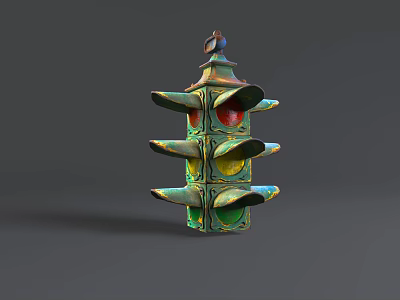 Colorful Multi tiered Decorative Storage Tower Furniture With Green Red Yellow Shelves 3d model