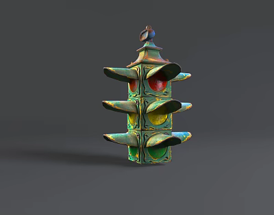 Colorful Multi tiered Decorative Storage Tower Furniture With Green Red Yellow Shelves 3d model