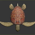 Realistic Sea Turtle With Red Textured Shell And Orange Brown Flippers 3d model