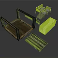 Industrial Equipment Collection Featuring Metal Frame Structure Platform Staircase Container And Sheets