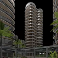 Modern High Rise Residential Building With Curved Facade And Palm Trees
