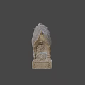 Two Stone Pig Statues With Intricate Carved Pedestals And Different Postures
