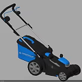 Blue And Black Agricultural Lawn Mower Equipment With Handle And Wheels