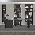 Modern Study Bookcase Desk and Chair 3d model