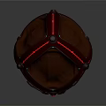 Red Transparent Helmet With Metallic Frame And Mesh Structural Details