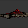 Natural Stone Formation With Red Lava Like Center And Surrounding Rocks