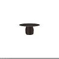 Dark Wooden Round Dining Table With Unique Columnar Base And Minimalist Design 3d model